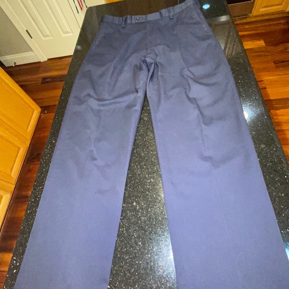 Saddlebred Men's 34Wx32L Comfort Waist Pleated Front Straight Fit Pants Navy Blu - Picture 5 of 12